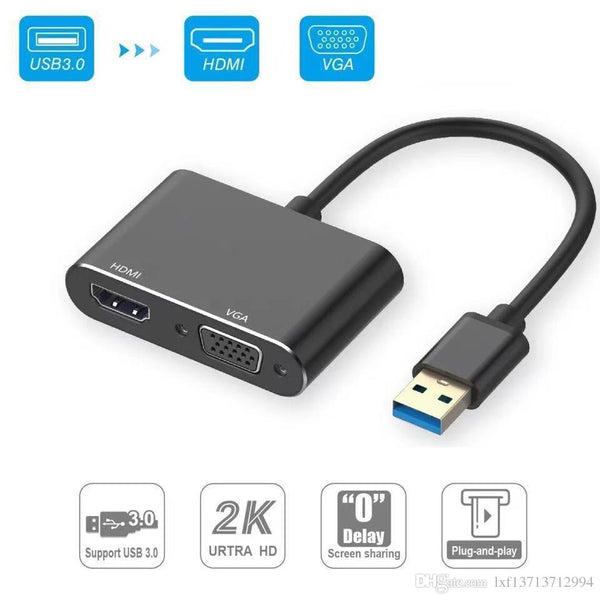 2in1 Adaptateur USB 3.0 vers VGA HDMI 1920x1080P